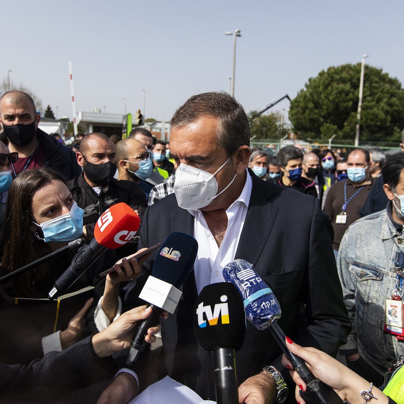 Trabalhadores da Groundforce manifestam-se em frente à sede da empresa - 03MAR21